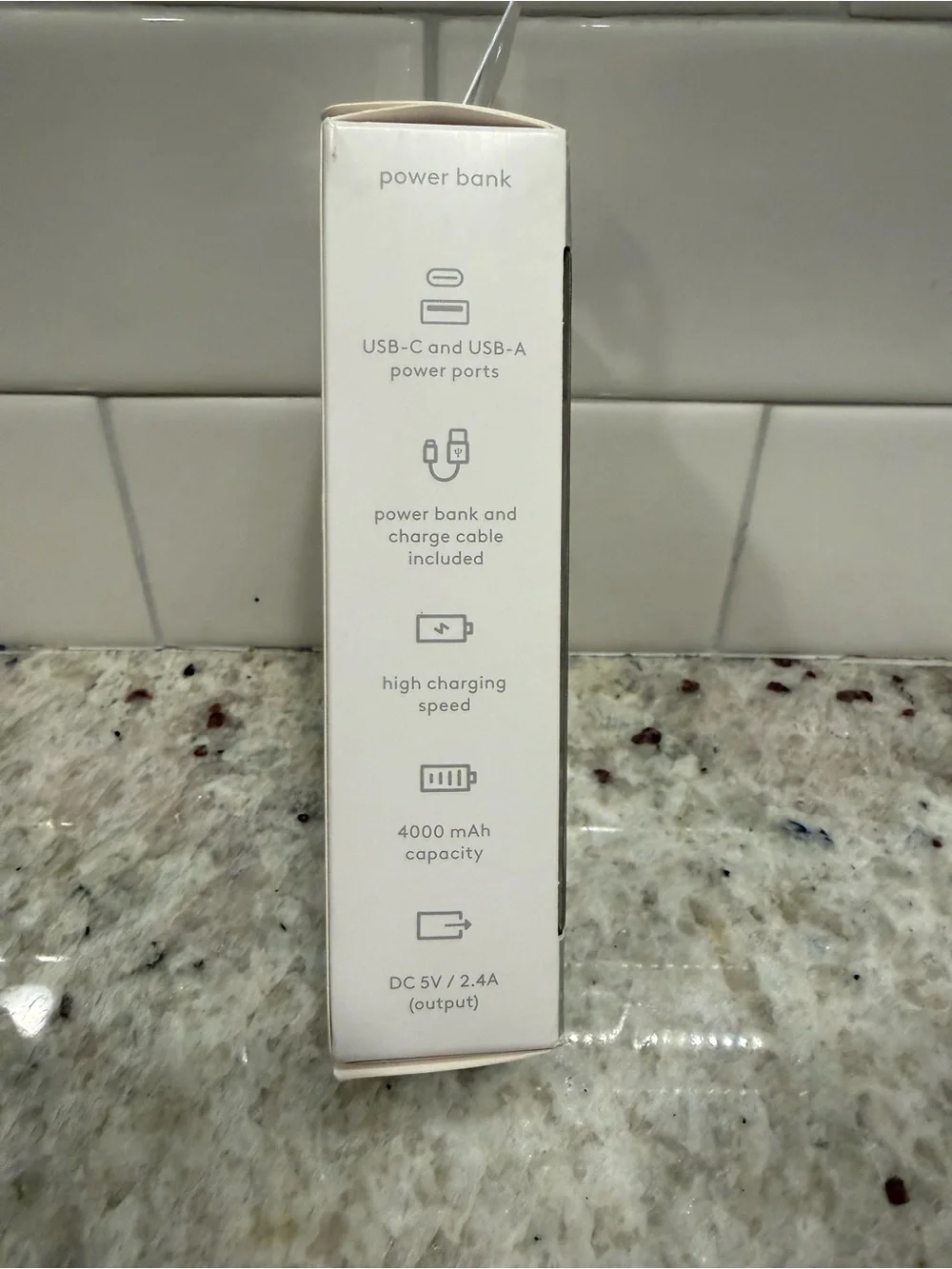 heyday Gray 4000mAh Power Bank with LED Power Level Display NIB